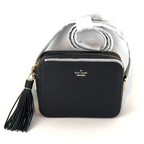 💞SOLD💞Kate Spade Naomi Black Camera Crossbody Tassel Bag - Picture 2 of 8